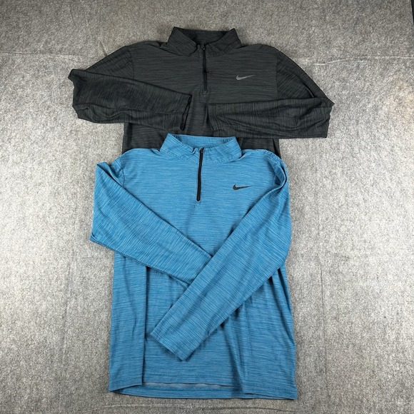 Nike Breathe Dri-Fit 1/4 Zip Long Sleeve Training Shirt 940177 Medium - Lot Of 2 - Picture 1 of 16
